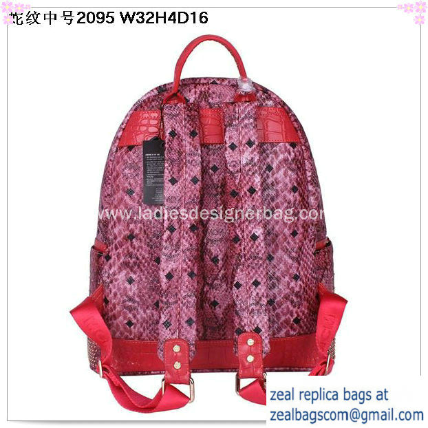 High Quality Replica MCM Armour Medium Backpack Snake Leather MC2095 Rose